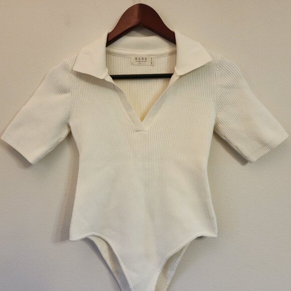 Bare by Charlie Holiday Long Sleeve Rib Knit Bodysuit Coconut Size S Bodysuit - Picture 4 of 16